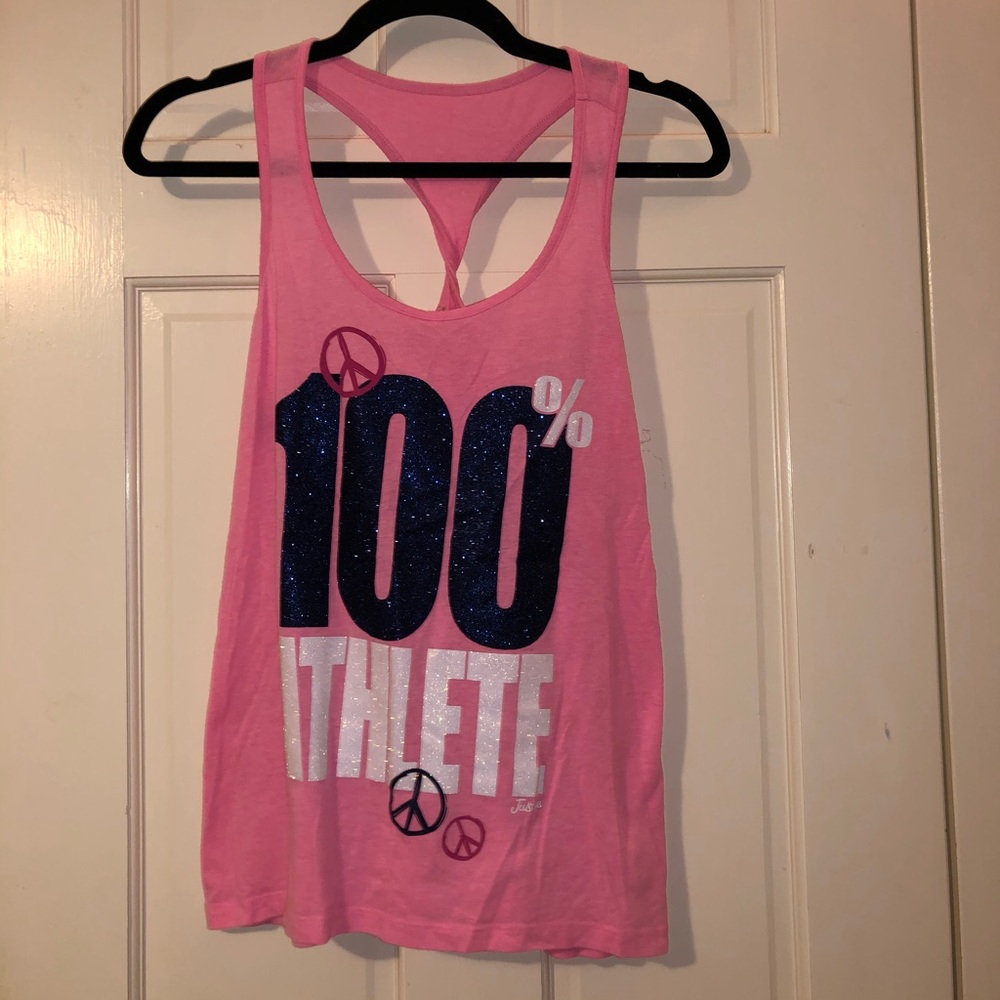 Sparkly Pink 100% Athletic Justice Tank Top